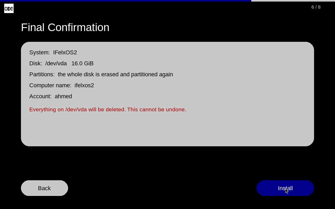 ODE: final confirmation for IFelxOS2