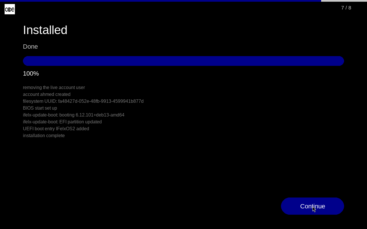 ODE: IFelxOS2 installed, 100%